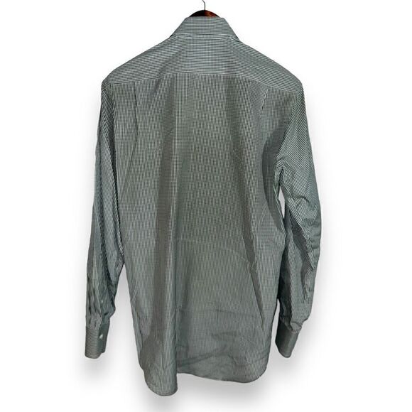 Green Gingham Ledbury Fine Shirting Dress Shirt Size M 15 - Picture 5 of 5